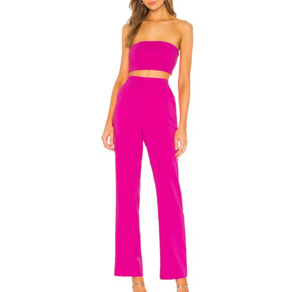 NBD Pink Wide Leg Dress Pants LARGE Magenta High Waist Trouser Designer $178 NEW - Picture 9 of 10